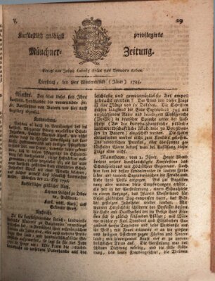 Kurfürstlich gnädigst privilegirte Münchner-Zeitung (Süddeutsche Presse) Dienstag 8. Januar 1793