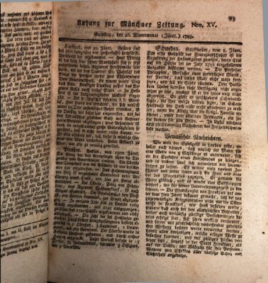 Kurfürstlich gnädigst privilegirte Münchner-Zeitung (Süddeutsche Presse) Samstag 26. Januar 1793