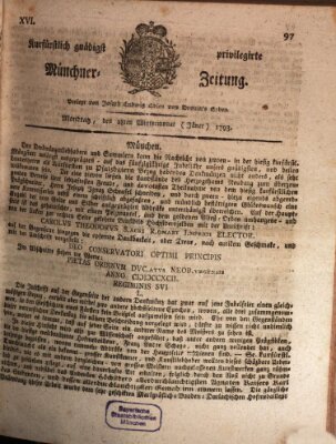 Kurfürstlich gnädigst privilegirte Münchner-Zeitung (Süddeutsche Presse) Montag 28. Januar 1793