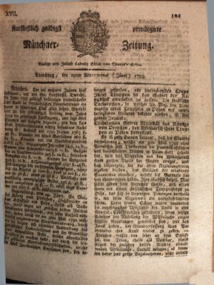 Kurfürstlich gnädigst privilegirte Münchner-Zeitung (Süddeutsche Presse) Dienstag 29. Januar 1793