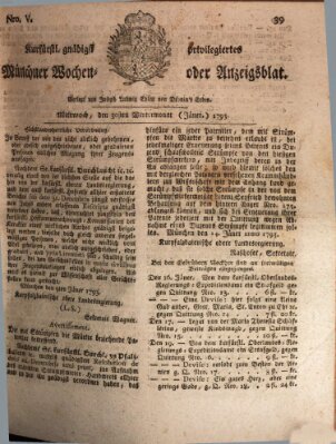 Kurfürstlich gnädigst privilegirte Münchner-Zeitung (Süddeutsche Presse) Mittwoch 30. Januar 1793