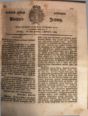 Kurfürstlich gnädigst privilegirte Münchner-Zeitung (Süddeutsche Presse) Freitag 1. Februar 1793