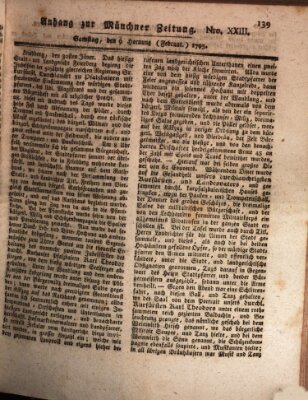 Kurfürstlich gnädigst privilegirte Münchner-Zeitung (Süddeutsche Presse) Samstag 9. Februar 1793