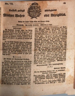 Kurfürstlich gnädigst privilegirte Münchner-Zeitung (Süddeutsche Presse) Mittwoch 20. Februar 1793