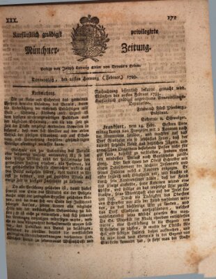 Kurfürstlich gnädigst privilegirte Münchner-Zeitung (Süddeutsche Presse) Donnerstag 21. Februar 1793