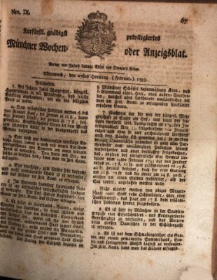 Kurfürstlich gnädigst privilegirte Münchner-Zeitung (Süddeutsche Presse) Mittwoch 27. Februar 1793