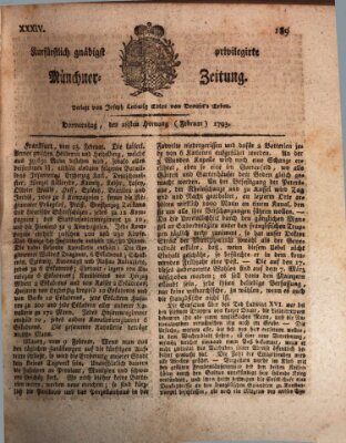 Kurfürstlich gnädigst privilegirte Münchner-Zeitung (Süddeutsche Presse) Donnerstag 28. Februar 1793