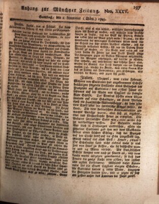 Kurfürstlich gnädigst privilegirte Münchner-Zeitung (Süddeutsche Presse) Samstag 2. März 1793