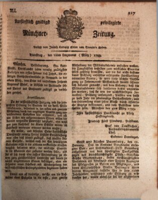 Kurfürstlich gnädigst privilegirte Münchner-Zeitung (Süddeutsche Presse) Dienstag 12. März 1793