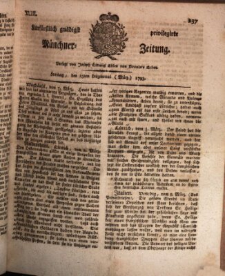 Kurfürstlich gnädigst privilegirte Münchner-Zeitung (Süddeutsche Presse) Freitag 15. März 1793