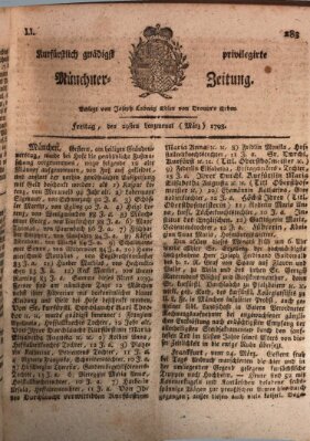 Kurfürstlich gnädigst privilegirte Münchner-Zeitung (Süddeutsche Presse) Freitag 29. März 1793