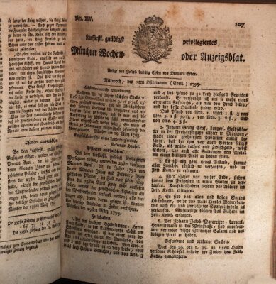 Kurfürstlich gnädigst privilegirte Münchner-Zeitung (Süddeutsche Presse) Mittwoch 3. April 1793