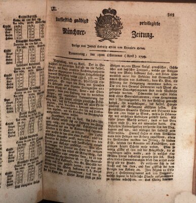 Kurfürstlich gnädigst privilegirte Münchner-Zeitung (Süddeutsche Presse) Donnerstag 18. April 1793