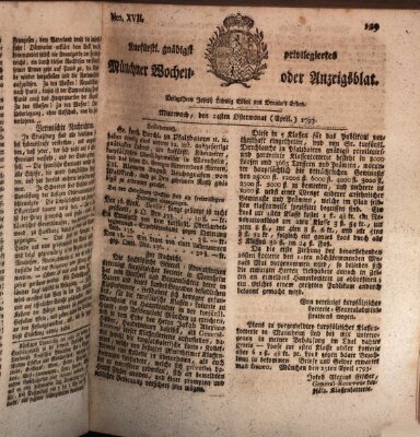 Kurfürstlich gnädigst privilegirte Münchner-Zeitung (Süddeutsche Presse) Mittwoch 24. April 1793