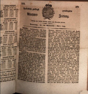 Kurfürstlich gnädigst privilegirte Münchner-Zeitung (Süddeutsche Presse) Donnerstag 2. Mai 1793