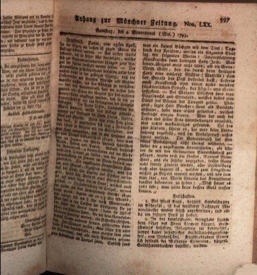 Kurfürstlich gnädigst privilegirte Münchner-Zeitung (Süddeutsche Presse) Samstag 4. Mai 1793