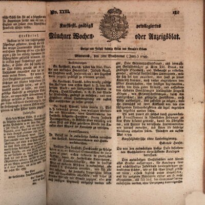 Kurfürstlich gnädigst privilegirte Münchner-Zeitung (Süddeutsche Presse) Mittwoch 5. Juni 1793