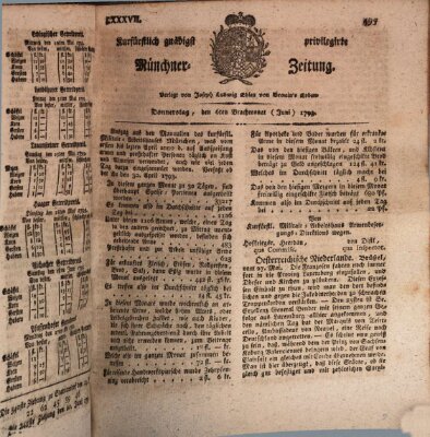 Kurfürstlich gnädigst privilegirte Münchner-Zeitung (Süddeutsche Presse) Donnerstag 6. Juni 1793