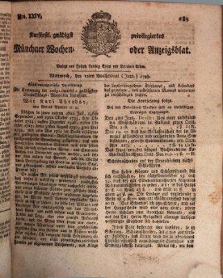 Kurfürstlich gnädigst privilegirte Münchner-Zeitung (Süddeutsche Presse) Mittwoch 12. Juni 1793