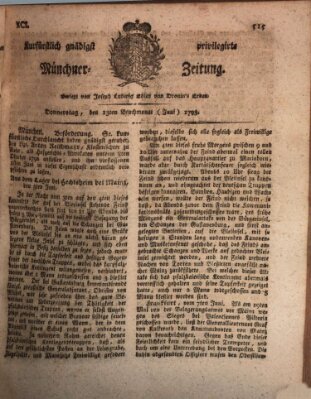 Kurfürstlich gnädigst privilegirte Münchner-Zeitung (Süddeutsche Presse) Donnerstag 13. Juni 1793