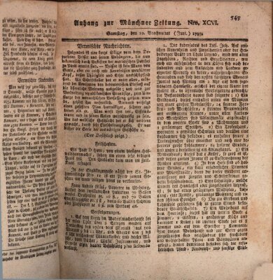 Kurfürstlich gnädigst privilegirte Münchner-Zeitung (Süddeutsche Presse) Samstag 22. Juni 1793