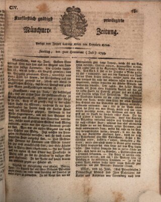 Kurfürstlich gnädigst privilegirte Münchner-Zeitung (Süddeutsche Presse) Freitag 5. Juli 1793