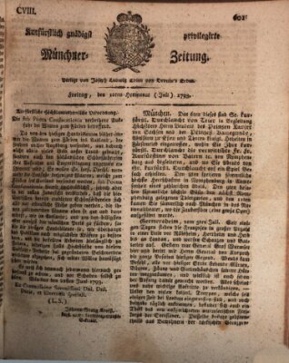 Kurfürstlich gnädigst privilegirte Münchner-Zeitung (Süddeutsche Presse) Freitag 12. Juli 1793