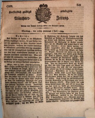 Kurfürstlich gnädigst privilegirte Münchner-Zeitung (Süddeutsche Presse) Montag 22. Juli 1793