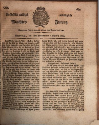 Kurfürstlich gnädigst privilegirte Münchner-Zeitung (Süddeutsche Presse) Donnerstag 1. August 1793