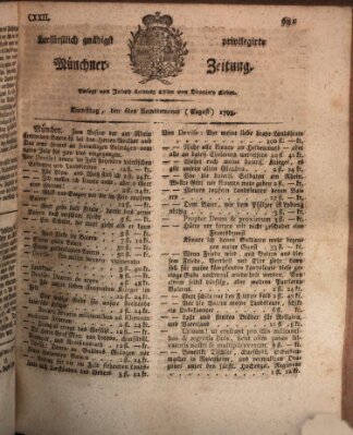 Kurfürstlich gnädigst privilegirte Münchner-Zeitung (Süddeutsche Presse) Dienstag 6. August 1793