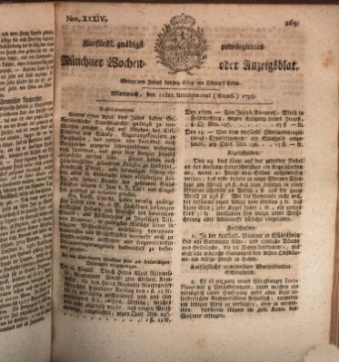 Kurfürstlich gnädigst privilegirte Münchner-Zeitung (Süddeutsche Presse) Mittwoch 21. August 1793