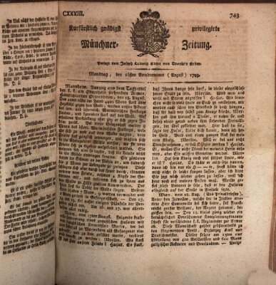 Kurfürstlich gnädigst privilegirte Münchner-Zeitung (Süddeutsche Presse) Montag 26. August 1793