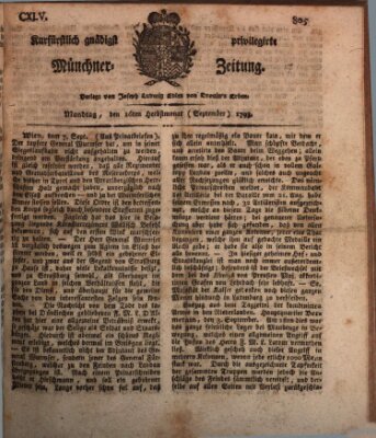 Kurfürstlich gnädigst privilegirte Münchner-Zeitung (Süddeutsche Presse) Montag 16. September 1793