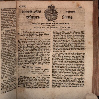 Kurfürstlich gnädigst privilegirte Münchner-Zeitung (Süddeutsche Presse) Freitag 18. Oktober 1793