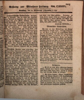 Kurfürstlich gnädigst privilegirte Münchner-Zeitung (Süddeutsche Presse) Samstag 23. November 1793