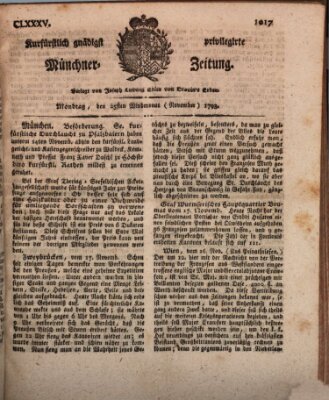 Kurfürstlich gnädigst privilegirte Münchner-Zeitung (Süddeutsche Presse) Montag 25. November 1793