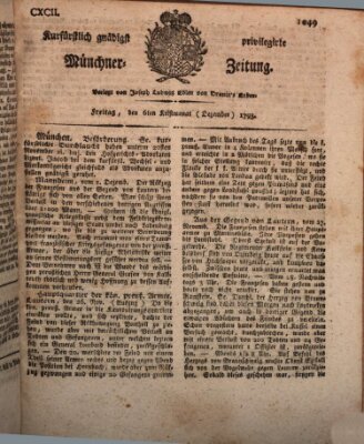 Kurfürstlich gnädigst privilegirte Münchner-Zeitung (Süddeutsche Presse) Freitag 6. Dezember 1793