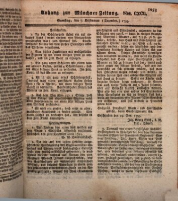 Kurfürstlich gnädigst privilegirte Münchner-Zeitung (Süddeutsche Presse) Samstag 7. Dezember 1793