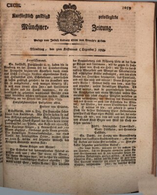 Kurfürstlich gnädigst privilegirte Münchner-Zeitung (Süddeutsche Presse) Montag 9. Dezember 1793