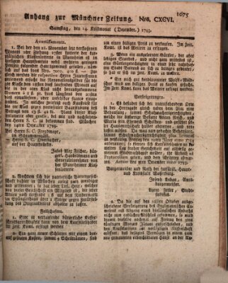 Kurfürstlich gnädigst privilegirte Münchner-Zeitung (Süddeutsche Presse) Samstag 14. Dezember 1793