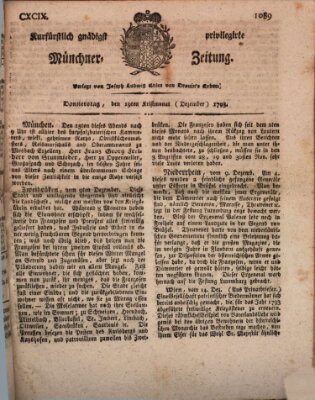 Kurfürstlich gnädigst privilegirte Münchner-Zeitung (Süddeutsche Presse) Donnerstag 19. Dezember 1793