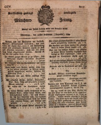 Kurfürstlich gnädigst privilegirte Münchner-Zeitung (Süddeutsche Presse) Montag 30. Dezember 1793