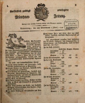 Kurfürstlich gnädigst privilegirte Münchner-Zeitung (Süddeutsche Presse) Donnerstag 2. Januar 1794