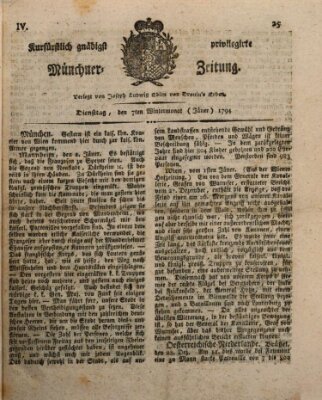 Kurfürstlich gnädigst privilegirte Münchner-Zeitung (Süddeutsche Presse) Dienstag 7. Januar 1794