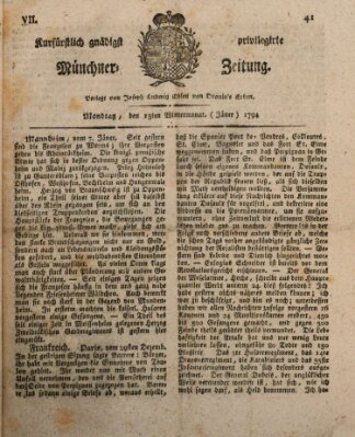 Kurfürstlich gnädigst privilegirte Münchner-Zeitung (Süddeutsche Presse) Montag 13. Januar 1794