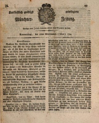 Kurfürstlich gnädigst privilegirte Münchner-Zeitung (Süddeutsche Presse) Donnerstag 16. Januar 1794