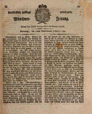 Kurfürstlich gnädigst privilegirte Münchner-Zeitung (Süddeutsche Presse) Montag 20. Januar 1794