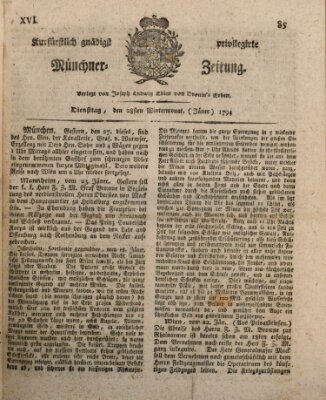 Kurfürstlich gnädigst privilegirte Münchner-Zeitung (Süddeutsche Presse) Dienstag 28. Januar 1794