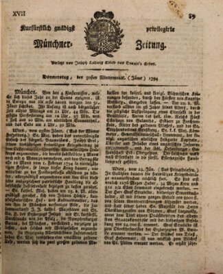 Kurfürstlich gnädigst privilegirte Münchner-Zeitung (Süddeutsche Presse) Donnerstag 30. Januar 1794