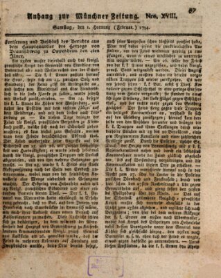 Kurfürstlich gnädigst privilegirte Münchner-Zeitung (Süddeutsche Presse) Samstag 1. Februar 1794